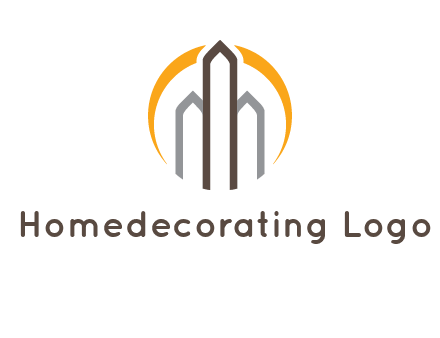 abstract building with circle logo