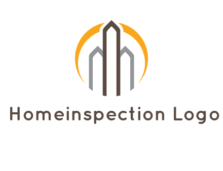 abstract building with circle logo