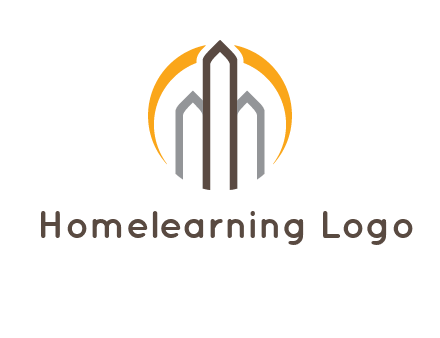 abstract building with circle logo