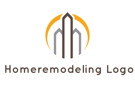 abstract building with circle logo
