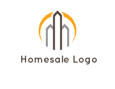 abstract building with circle logo