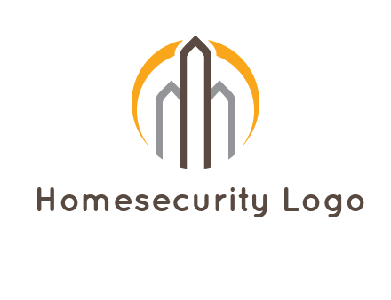 abstract building with circle logo