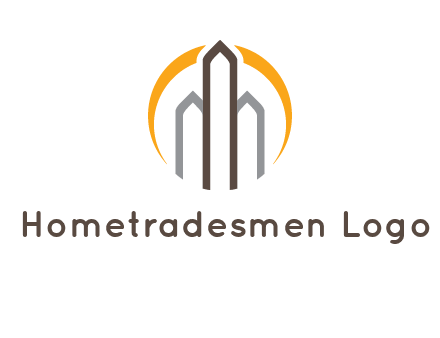 abstract building with circle logo