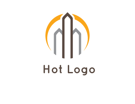 abstract building with circle logo
