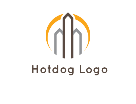 abstract building with circle logo