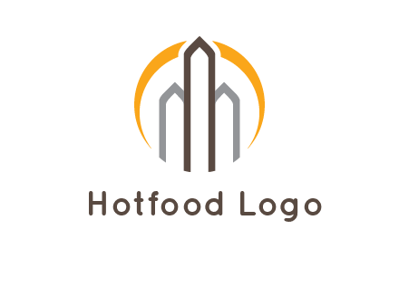 abstract building with circle logo