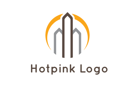 abstract building with circle logo