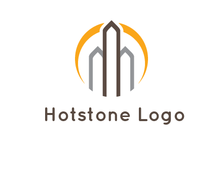 abstract building with circle logo