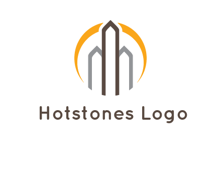 abstract building with circle logo