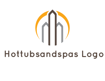 abstract building with circle logo