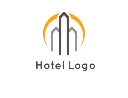 abstract building with circle logo