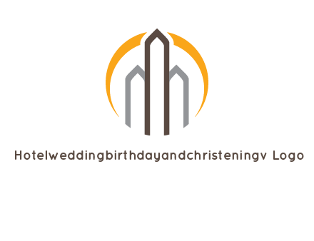 abstract building with circle logo