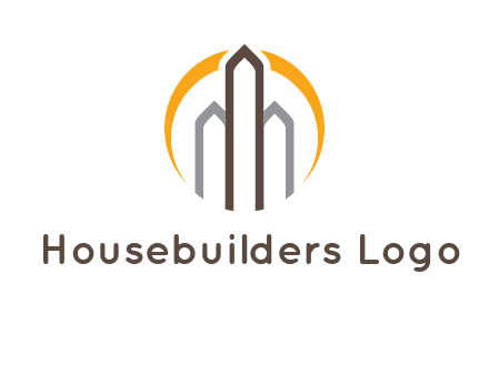 abstract building with circle logo