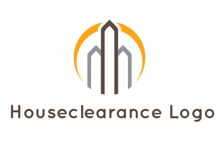 abstract building with circle logo