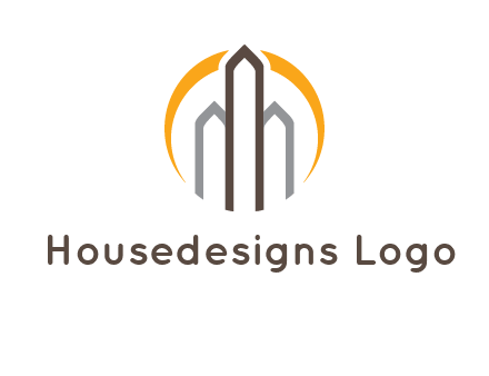 abstract building with circle logo
