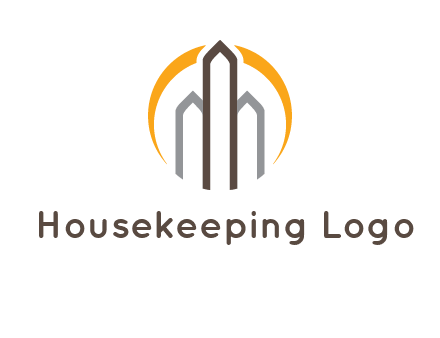 abstract building with circle logo
