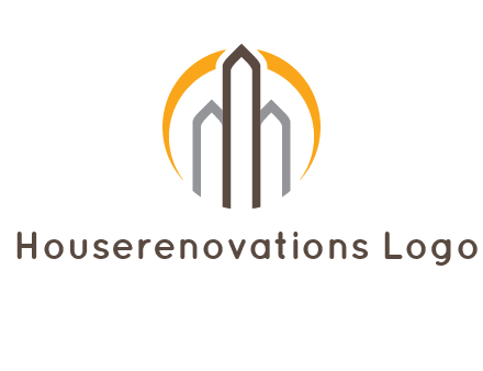 abstract building with circle logo
