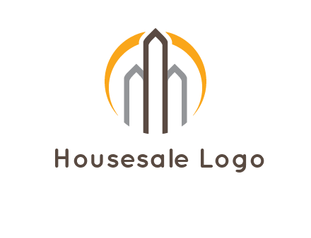 abstract building with circle logo