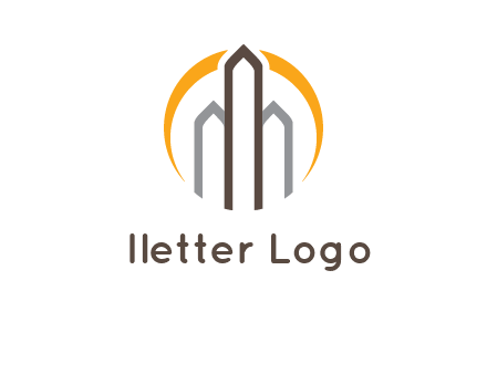 abstract building with circle logo