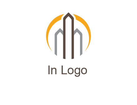 abstract building with circle logo