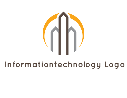 abstract building with circle logo