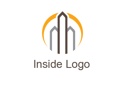 abstract building with circle logo