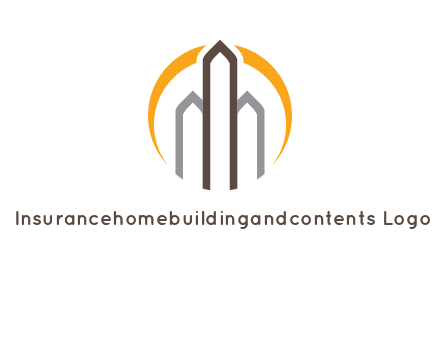 abstract building with circle logo