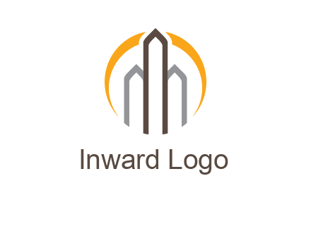 abstract building with circle logo