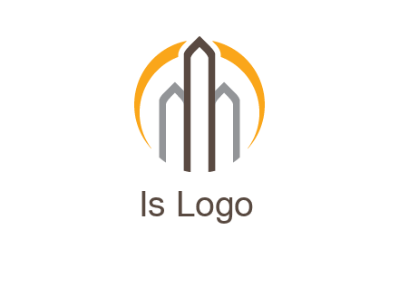 abstract building with circle logo