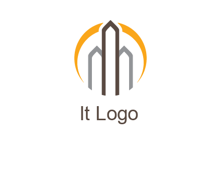 abstract building with circle logo