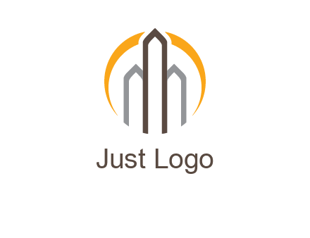abstract building with circle logo