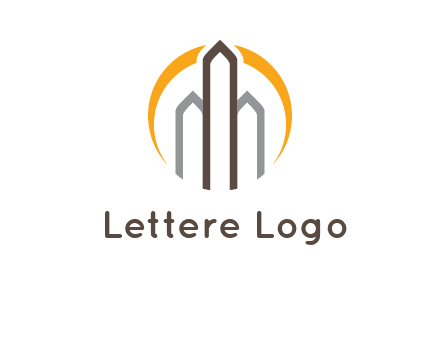 abstract building with circle logo