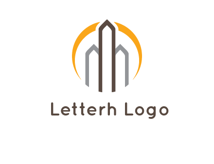 abstract building with circle logo