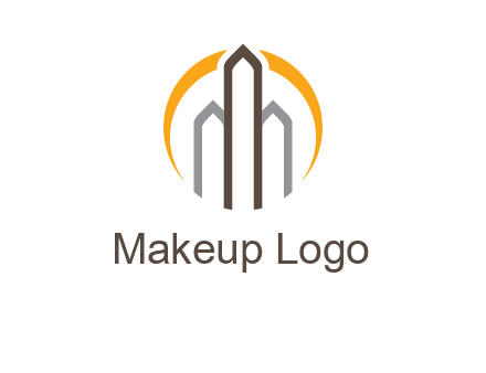 abstract building with circle logo