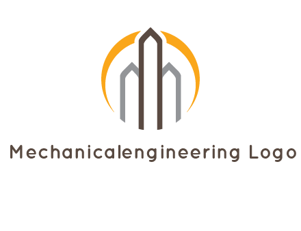 abstract building with circle logo