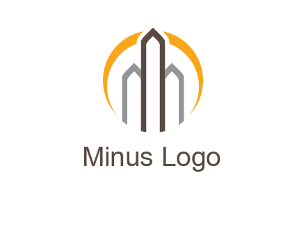 abstract building with circle logo