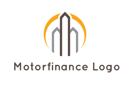 abstract building with circle logo