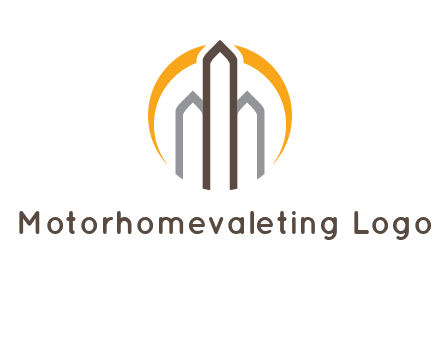 abstract building with circle logo