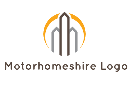 abstract building with circle logo