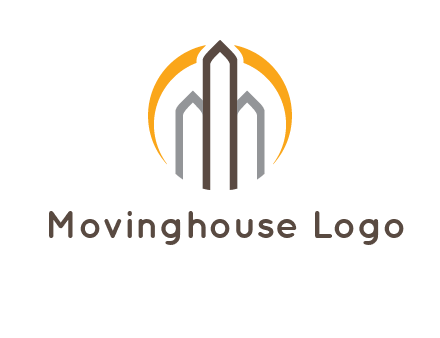 abstract building with circle logo