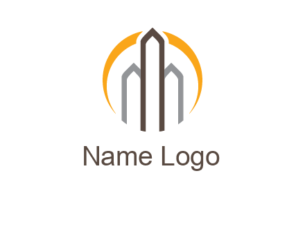 abstract building with circle logo