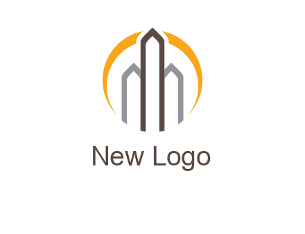 abstract building with circle logo