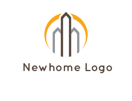 abstract building with circle logo