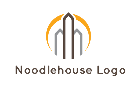 abstract building with circle logo
