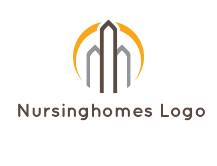 abstract building with circle logo