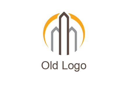 abstract building with circle logo