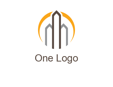 abstract building with circle logo