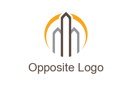 abstract building with circle logo