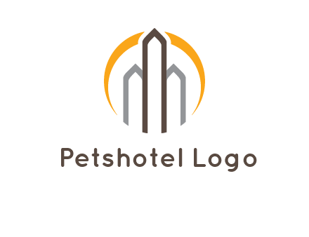 abstract building with circle logo