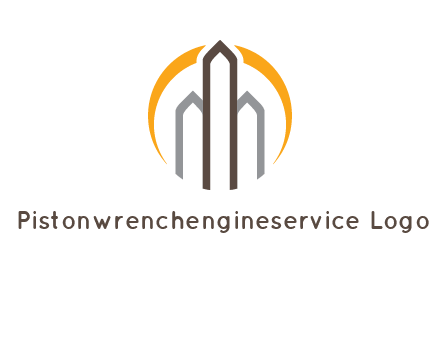 abstract building with circle logo